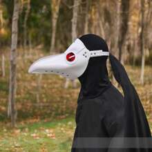 1pc Dark Red PU Leather Plague Doctor Bird Beak Raven Mask, Adjustable Masquerade Halloween Costume Accessory - Multicolor - View 9