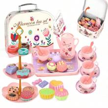 42/22 pièces Set de jeu de thé de princesse - Théière et desserts en plastique pour enfants - Jeu d'imagination pour les filles de 3 à 6 ans, Set de thé pour tout-petits, Tasse à thé pour enfants, Théière jouet