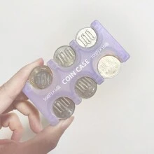 Münzbox für 100 Yen und 500 Yen Münzen, Münzorganizer zum Aufbewahren von Münzen, Auto Münzhalter, kann 4600 Yen enthalten, ultraflaches Design leicht zu tragen, geeignet für Kapseltoys, tragbare Zubehöraufbewahrung
