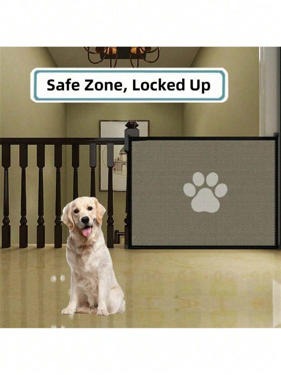 1pc Random Delivery Pet Isolation Fence, Mesh Dog Gate Foldable Magic Pet Gate, Extra Wide Pet Isolation Fence Full Enclosure, Portable Foldable Pet Isolation Fence, Home Dog Fence Safety Protective Net, Pet Gate - Multicolor - View 1