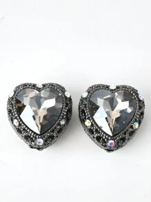 1/5pcs Multicolor Metal Rhinestone Gem Heart Shaped Hollow DIY Beads, Suitable For Family, Couple, Friend Handmade Jewelry, Pendant, Necklace, Earrings, Keychain, Phone Charm, Decorative Gift Valentines
