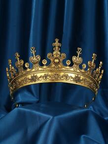 تاج ملك/ملكة وسطي أحادي الجنس مذهب، إكسسوارات زي فترة عصر النهضة، تاج عيد ميلاد الأمير/الأميرة، قطعة رأس لزي كرنفال هالوين