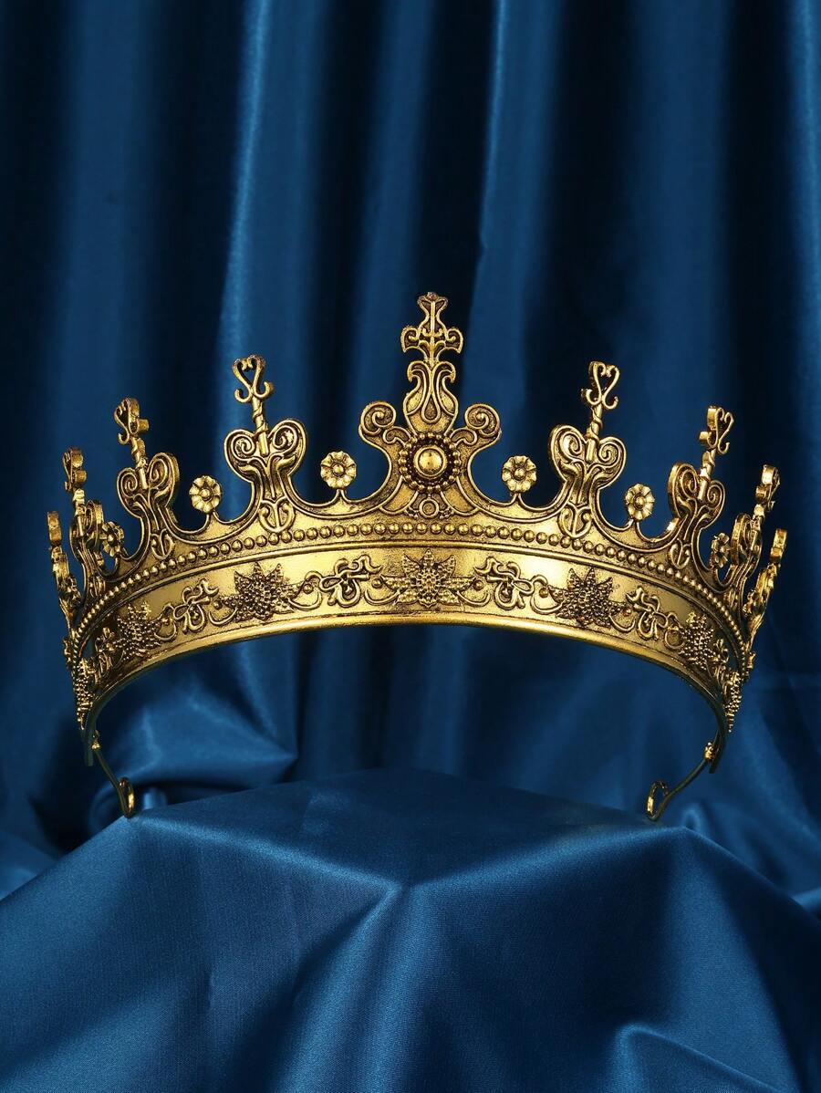 تاج ملك/ملكة وسطي أحادي الجنس مذهب، إكسسوارات زي فترة عصر النهضة، تاج عيد ميلاد الأمير/الأميرة، قطعة رأس لزي كرنفال هالوين