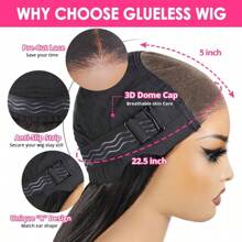 Uveous Glueless Wigs Human Hair Pre Plucked Pre Cut 5x5 Hd Lace Closure Wigs Put On And Go Deep Wave Curly Lace Front Wigs For Women Wet And Wavy Natural Hairline - Natural Black - 查看 10