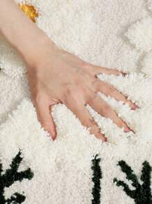 1PC- Flower White Bath Mat, Cute Bathroom Rug, Ultra Soft Microfiber Bathroom Runner, Anti Slip TPR Backing House Mat, Machine Washable, Living Room, Vanity, Bathtub, Shower, Sink-Bathroom Decor Floor Carpet Outdoor Rug Door Mat Fall Decor Bathroom Accessories Back To School