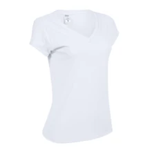 Kit With 2 Women's Short Sleeve Ribbed Blouses With Elastane V-Neck Immediate Shipping - 白色,珊瑚色 - 查看 3