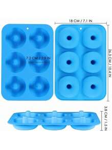 Molde de silicona para donuts de 6 cavidades y 4 colores, molde antiadherente, fácil de desmoldar, duradero, moldes de 6 cavidades para tartas, donuts, galletas, bagels, muffins y magdalenas. - Multicolor - Ver 9