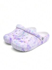 CIVHOM Women's Graffiti Pattern Clogs, Casual Hollow Out Design Garden Shoes, Comfortable Slip On Beach Slides