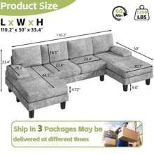 Sectional Sofa Couches For Living Room, U Shaped Modular Sectional Sofa, Convertible Sofa Bed 6 Seats Sectional Sleeper Sofa Comfy Couch With Adjustable Backrest - 灰色的 - 查看 6