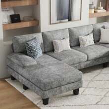 Sectional Sofa Couches For Living Room, U Shaped Modular Sectional Sofa, Convertible Sofa Bed 6 Seats Sectional Sleeper Sofa Comfy Couch With Adjustable Backrest - 灰色的 - 查看 3