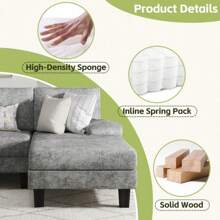 Sectional Sofa Couches For Living Room, U Shaped Modular Sectional Sofa, Convertible Sofa Bed 6 Seats Sectional Sleeper Sofa Comfy Couch With Adjustable Backrest - 灰色的 - 查看 4
