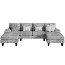 Sectional Sofa Couches For Living Room, U Shaped Modular Sectional Sofa, Convertible Sofa Bed 6 Seats Sectional Sleeper Sofa Comfy Couch With Adjustable Backrest - 灰色的 - 查看 7