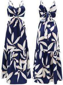 Elegant Long Beach Bridesmaid Dress With Wrap Skirt - Màu vàng - Xem 4