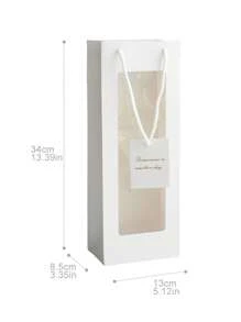 1 个带窗口礼品袋，可容纳单瓶葡萄酒，适合生日、乔迁或宴会、圣诞节情人节 - 彩色 - 查看 16