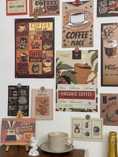 21 件/套（20 张装饰卡 + 1 张自粘贴纸）、复古装饰墙贴装饰卡、美式咖啡墙贴、复古装饰墙贴宿舍卧室房间布置背景明信片用于家庭、宿舍、教室 DIY 墙壁装饰、海报、贴纸、墙壁艺术、春季装饰物品刷新您的家、拉玛装饰贴纸礼物生日毕业家居装饰返校房间装饰学校用品厨房装饰