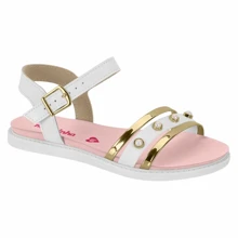 Molekinha Women's Sandals With Pearls And Metallic Straps, Glamour Comfort - trắng - Xem 1
