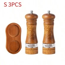 1 件/2 件/3 件手动胡椒研磨器研磨盐胡椒调味瓶陶瓷芯多用途香料瓶厨房工具 - 棕色 - 查看 10