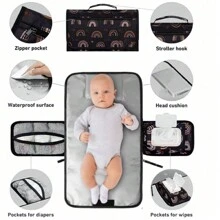 Bolsa Portátil Para Mamás Con Cambiador De Pañales Para Exteriores, Almohadilla Para Cambiar Pañales Con Bolsa Para Toallitas Húmedas, Esterilla Para Cambiar Pañales Resistente Al Agua, Regalo Con Diseño Bohemio De Arcoiris Y Sol Para Niños Y Niñas Recién Nacidos