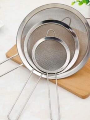 KIT C/3 Peneira Grandes Coador Em Aço Inox 3 Tamanhos P M G Para Cozinha Novo Promoção