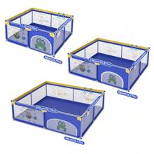 Froadp Baby Playpen 127x127cm/150x180cm/180x200cm Baby Playpen With 50 Play Balls, 1 Activity Grid And 4 Pull Rings Portable Small Playpen For Children, Blue Animals/Grey Spacer - Màu xanh lam - Xem 2