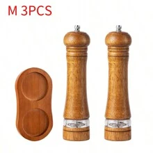 1 件/2 件/3 件手动胡椒研磨器研磨盐胡椒调味瓶陶瓷芯多用途香料瓶厨房工具 - 棕色 - 查看 12