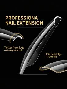 Đầu móng tay giả dạng gel mềm mới 480 chiếc/hộp Almond Coffin Full Cover Press On Nails Half Half Frosted French American Capsule dành cho phụ nữ và bé gái sử dụng hàng ngày tại nhà, trang trí nghệ thuật DIY, vật dụng làm móng - Trong sáng - Xem 5