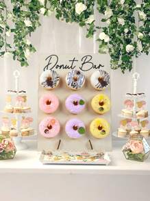 1set 9 Holes Donut Wooden Display Rack Household Donut Display Rack Party Food Placement Rack, Birthday Wedding Family Event Party Food Rack, Donut Display Wooden Stand, Thanksgiving Christmas 2025 New Year's Party Kitchen Cooking Stand