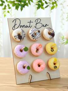 1set 9 Holes Donut Wooden Display Rack Household Donut Display Rack Party Food Placement Rack, Birthday Wedding Family Event Party Food Rack, Donut Display Wooden Stand, Thanksgiving Christmas 2025 New Year's Party Kitchen Cooking Stand