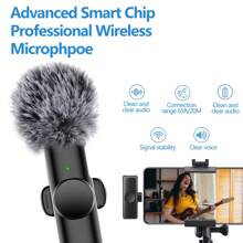 2 paquetes de micrófono inalámbrico de solapa para iPone e iPad, micrófono mini para grabación de video, micrófono con cancelación de ruido de ultra baja latencia para vlogs - 2 en 1 para TypeC - Ver 7