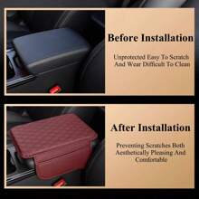 Leather Car Armrest Pad With Side Storage Bag Central Armrest Protection Mat Soft Comfortable Supporting Armrest Scratch Resistant And Wear-Resistant Car Armrest Cushion