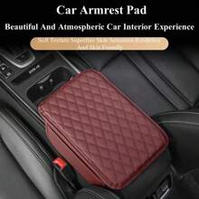 Leather Car Armrest Pad With Side Storage Bag Central Armrest Protection Mat Soft Comfortable Supporting Armrest Scratch Resistant And Wear-Resistant Car Armrest Cushion
