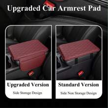 Leather Car Armrest Pad With Side Storage Bag Central Armrest Protection Mat Soft Comfortable Supporting Armrest Scratch Resistant And Wear-Resistant Car Armrest Cushion