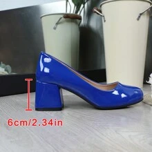 Neue einfarbige, weiche und bequeme Pumps mit mittlerem Absatz, rundem Zeh und Slip-On-Design, Größe 36-45