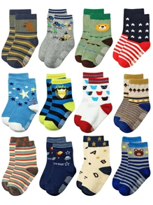 Kit 6 Non-Slip Socks For Boys And Girls, School Day To Day - Multicolor - View 4