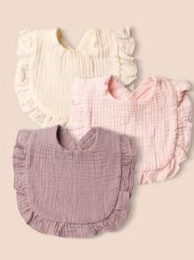 3pcs/Set Early Spring Pink And Purple Baby Bib