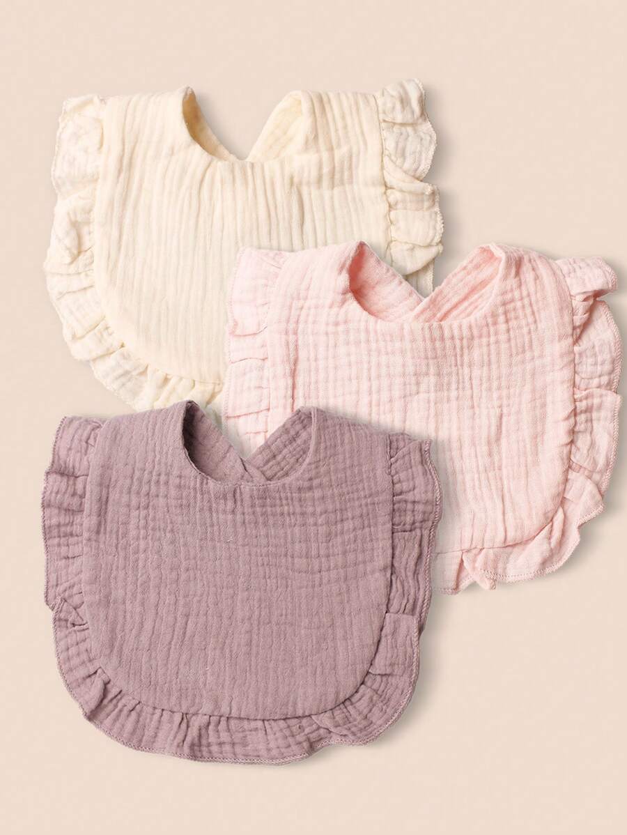 3pcs/Set Early Spring Pink And Purple Baby Bib