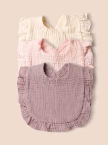 3pcs/Set Early Spring Pink And Purple Baby Bib