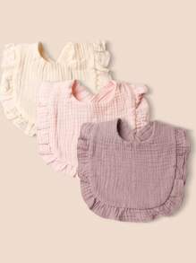 3pcs/Set Early Spring Pink And Purple Baby Bib