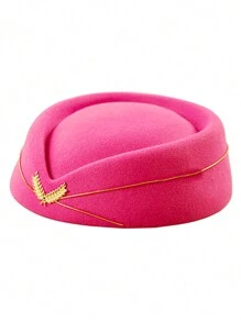 1pc Women's Solid Color Air Hostess Hat, Hotel Front Desk Beret, Cosplay Festival Party Prop Performance Hat, British-Style Stage Show Halloween - Multicolor - View 14