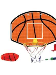 Kit Completo Jogo Basquete de Parede Tabela Aro Bomba Bola Pais & Filhos