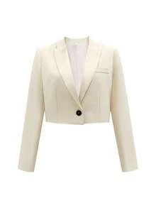 Wiosenno-jesienna prosta jednorzędowa marynarka w jednolitym kolorze