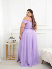 Long Party Dress Two Straps Wedding Plus Size And Slim - 紫丁香色 - 查看 3