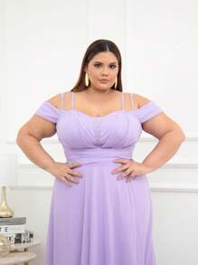 Long Party Dress Two Straps Wedding Plus Size And Slim - 紫丁香色 - 查看 2