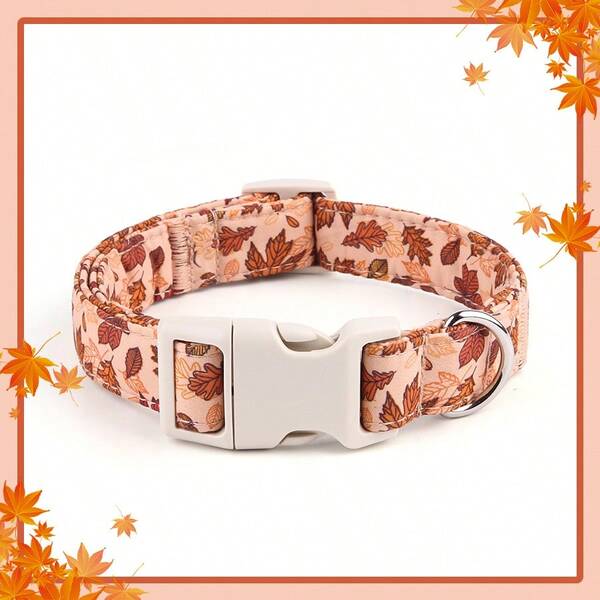 1pc Autumn Leaves Design Pet Collar, Soft & Adjustable Plastic Buckle For Small/Medium/Large Dogs, Suitable For Boys, Girls & Pets, Indoor/Outdoor Use