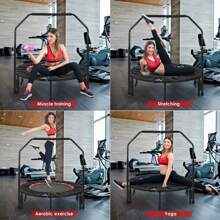 Ø101cm Trampolin ,Faltbares Fitness-Trampolin,Trampolin für Jumping Fitness,Tragfähigkeit 150 kg,Verstellbare Handlaufhöhe,Ausdauertraining,Verschiedene Personengruppen