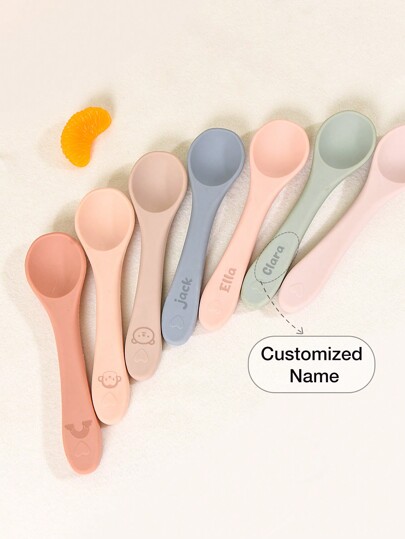 1pc Customized Silicone Baby Feeding Spoon, Soft, Easy To Clean Baby Shower Family Decorations Giftswinter Eve Gifts Back To School Winter Gift Ideas Boy Girl Valentine's Day,Multi-Functional,Ornamental,Letter,Stylish,Tidy,Modern,Colorful,Cute,Adorable,Casual,Custom,Personalised,Unique,Customized,Baby Gifts,Ideal Gifts For Him,Ideal Gifts For Her,Son,Daughter