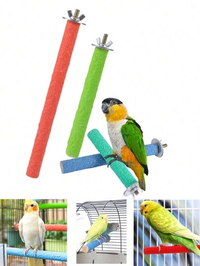 1pc Parrots Colored Sanding Station Bars With Grinding Claw Stick,Pet Birdcage Standing Rod Toy,Birdcage Accessory,Grinder,Bird Training Supplies,Perches Stand,For Parrot, Thrush And Peony Bird To Bite And Grind Their Beaks And Claws, Bird Perching Stand Accessory,Small Parrots, Parakeets, Cockatiels, Lovebirds Chewing Stick,Random Color