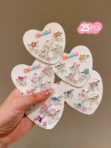 25pcs/Pack Girls' Colorful Cartoon Adjustable Rings - Multicolor - View 5