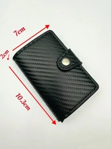 1件时尚男士钱包仿碳纤维卡盒自动弹起铝合金RFID卡盒防盗刷卡夹防消磁卡包屏蔽