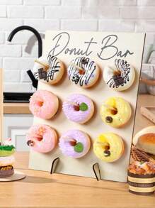 1set 9 Holes Donut Wooden Display Rack Household Donut Display Rack Party Food Placement Rack, Birthday Wedding Family Event Party Food Rack, Donut Display Wooden Stand, Thanksgiving Christmas 2025 New Year's Party Kitchen Cooking Stand